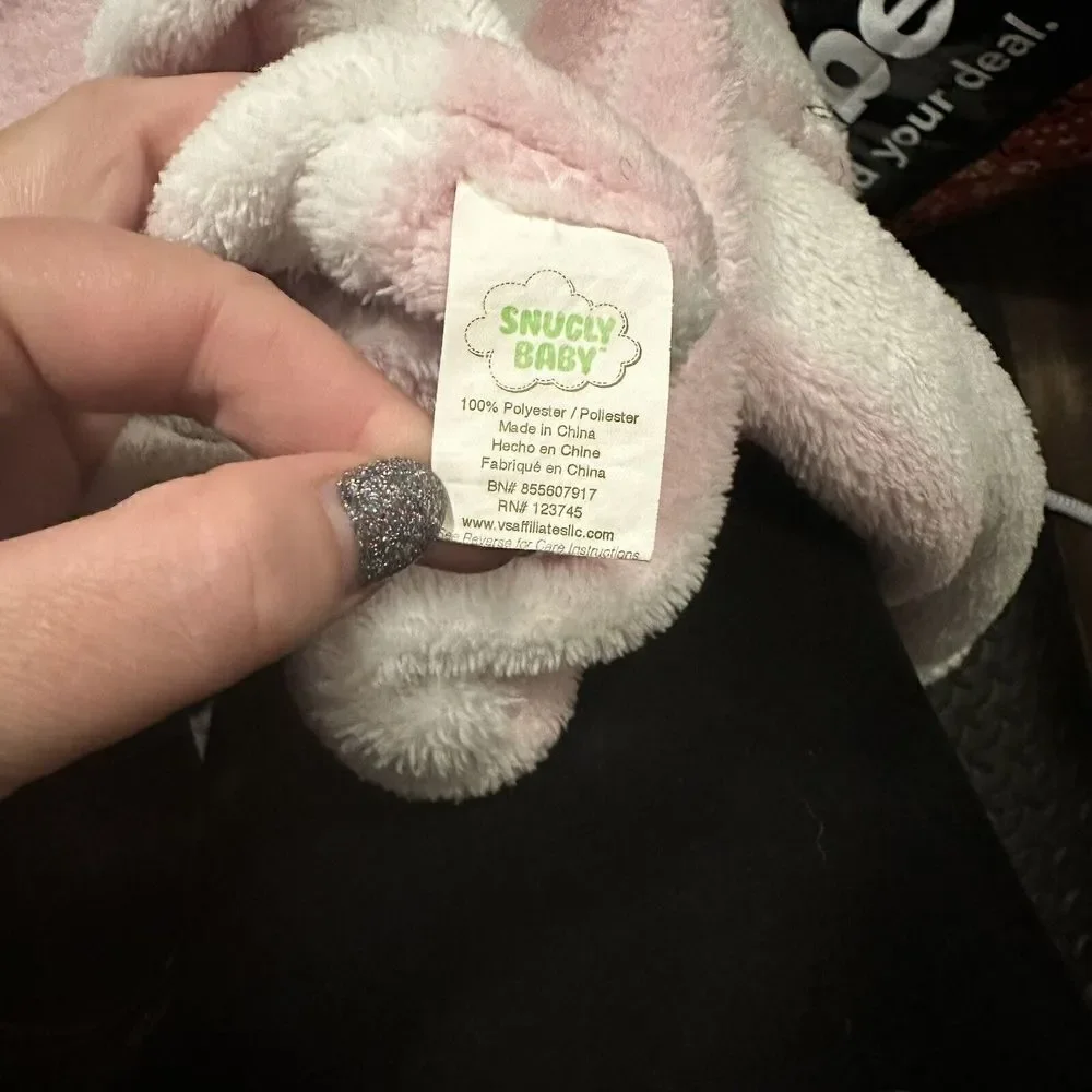SNUGLY BABY Pink White Striped Print Fleece Monkey‎ Bow Blanket Lovey HTF